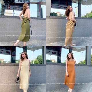 🔥Java wa shop🔥 เดรสยาวผ่าชาย โชว์หลัง เนื้อผ้าฝ้ายผสมลินิน แบบใหม่ดาวิกาใส่