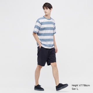 Men Uniqlo เสื้อยืด คอกลม แขน1/2 ทรงหลวม ลายทาง