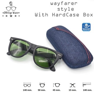 zpdshop แว่นกันแดด Wayfarer Style Polarized กรอบดำ เลนส์สีดำ (Black/Black) กันแสง กันยูวี พร้อมกล่อง HARDCASE