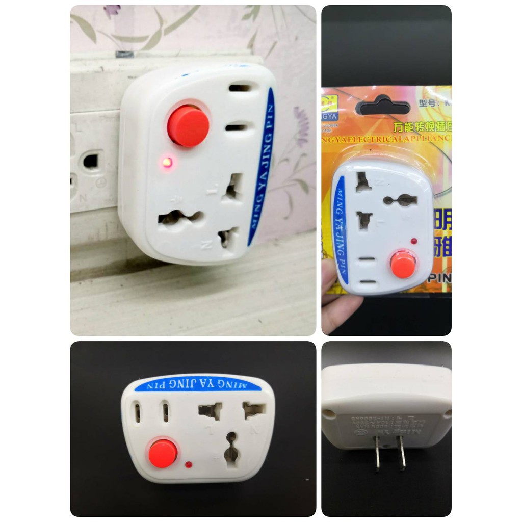ปลั๊กไฟ 2 ช่องขนาด 10 A-250 VOLTS 800 Watt แบบพกพา ใส่ปลั๊ก 3 ขา และ2 ขา ได้อย่างละช่อง มีสวิทปิดเปิด พร้อมไฟแสดงสถานะ