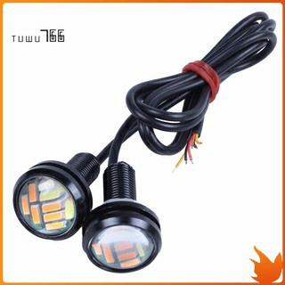 2 Pcs 12V 23Mm Dual Color Switchback 4014 12 Led Drl Eagle Eye Daytime Light