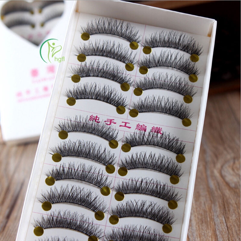 HYP 10 Pairs Makeup Handmade Natural Long False Eyelashes Eye Lashes ...