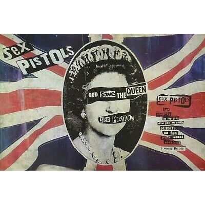 โปสเตอร์ กราฟฟิก วงดนตรี Sex Pistols 1975-2008 POSTER 24"x35" Inch English Punk Rock Grahpic Collage God Save V3