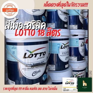 สีน้ำอะคริลิค สีทาบ้าน LOTTO ราคาถูก !!! ไม่เหม็น สีสด ชัด สวย ใช้ได้ทั้งภายในและภายนอก ขนาดถังใหญ่ 18 ลิตร สีเยอะ