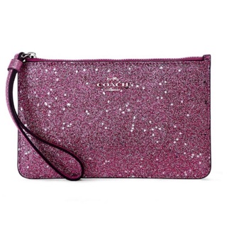 กระเป๋า COACH F33702 SMALL WRISTLET WITH STAR GLITTER PRINTT (SVNUB)  กริตเตอร์คล้องมือ จาก เมกา ราคา เพียง1450บาท