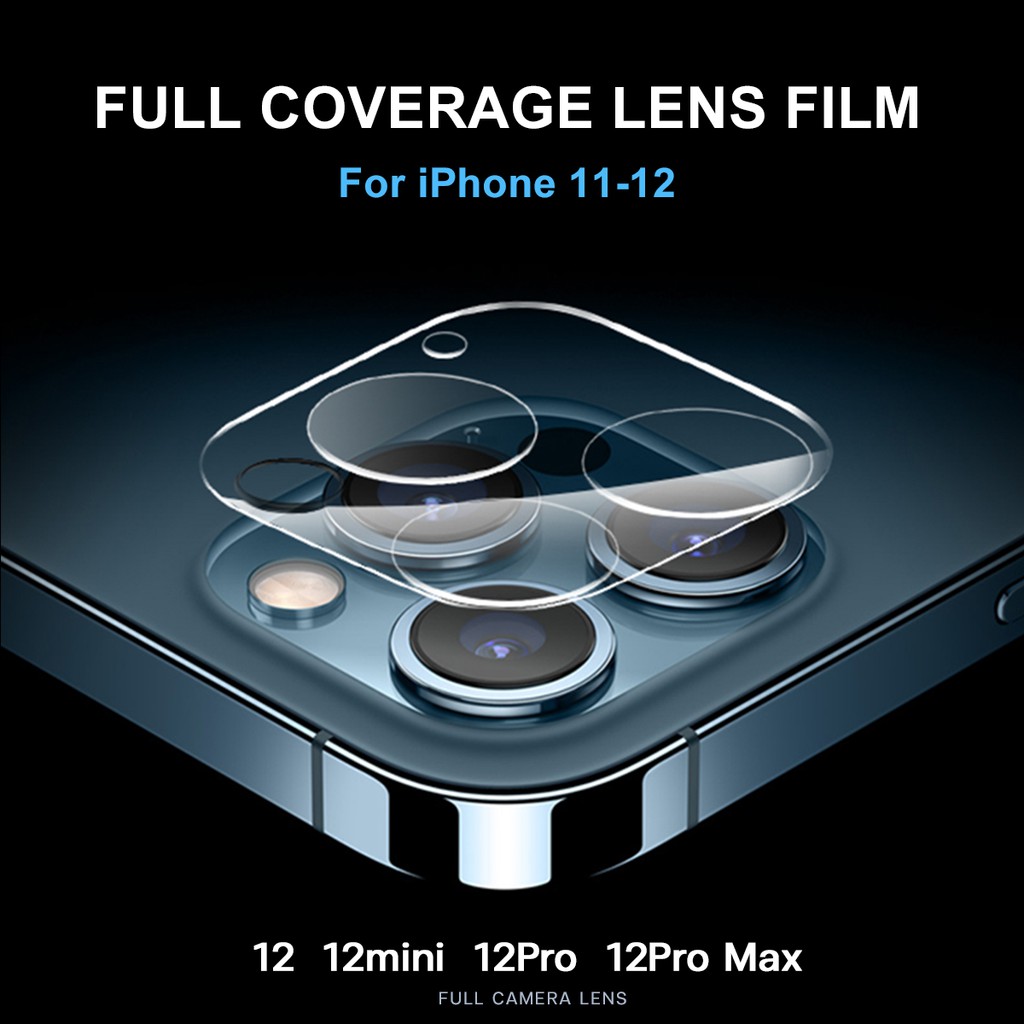 เลนส์กล้อง แบบเต็ม ป้องกัน กระจกนิรภัยใส สําหรับ iPhone 12 11 Pro Max mini iPhone11 ป้องกันกล้องด้านหลัง