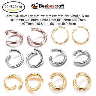 Beebeecraft แหวนจั้มพ์ สเตนเลส 304 โลหะ สีทอง สีโรสโกลด์ สีเงิน 3-10 มม. 20-620 ชิ้น