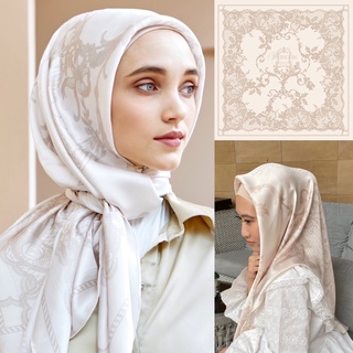 HP LUXE ฮิญาบสี่เหลี่ยม ลายปริ้น แบรนด์ Hijab princess สีนู๊ด