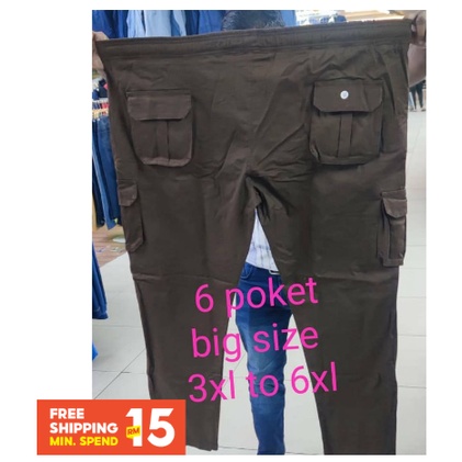 6 pocketJoggerSalck Big Size:-3XL ถึง 6XL Pants Plus Size Unisex ชาย/หญิง