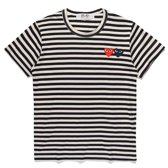 ใหม่ เสื้อยืดแขนสั้นลําลอง พิมพ์ลาย play comme des garcons CDG สําหรับผู้ชาย ผู้หญิง 0828