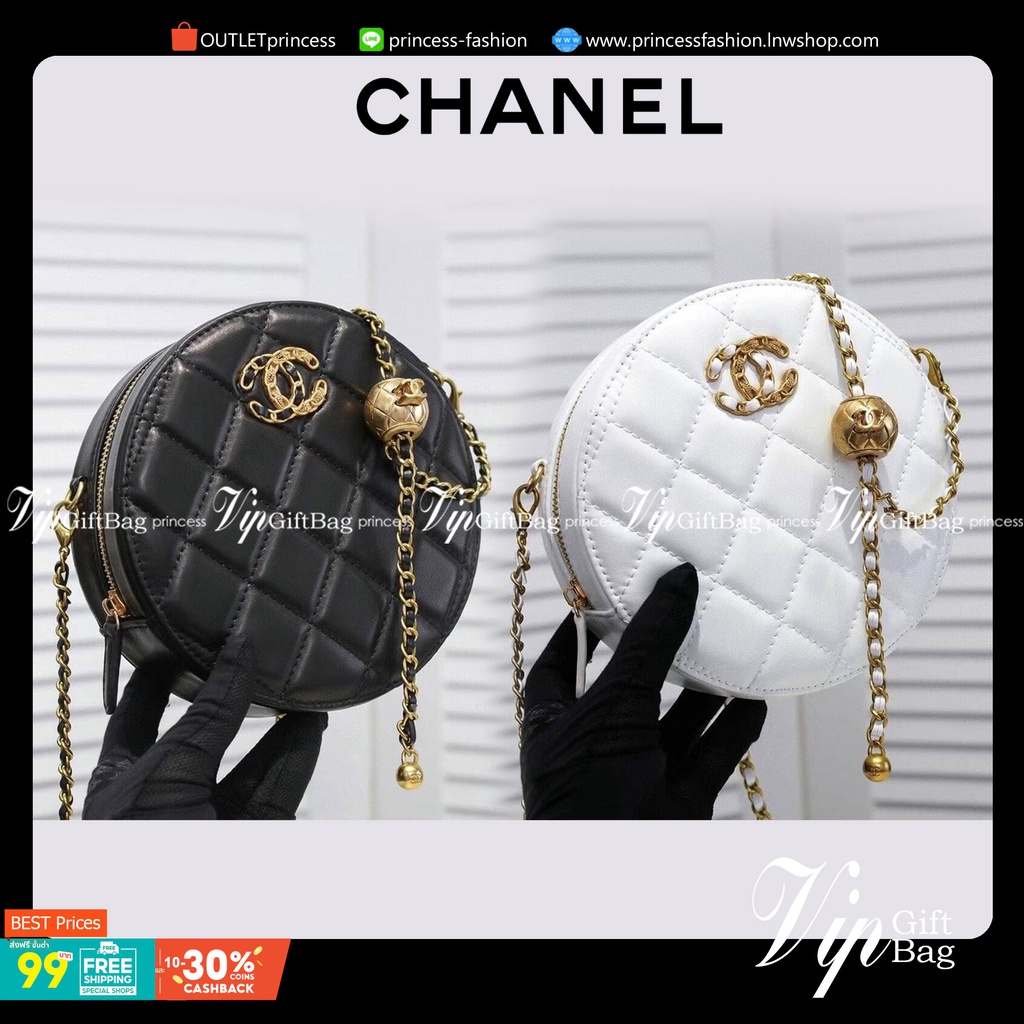 หนังแท้ VIP GIFT CHANEL Round Crossbody Bag กระเป๋าสะพายคาดลำตัวรุ่นนี้โดดเด่นด้วยรูปทรงกลมสุดชิค ขน