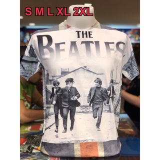 เสื้อ OVP (โอเวอร์ปริ้นท์) วง Beatles บีทเทิ่ล แขนสั้น ผ้าคอตตอนผสมโพลี พิมลายทั้งตัว