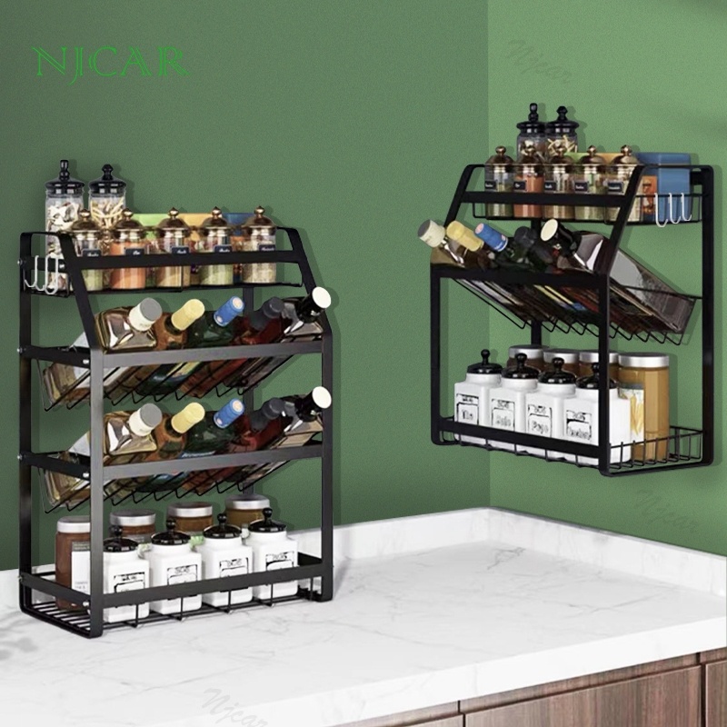 NJCAR1 H657 ชั้นวางเครื่องปรุง วางของในครัว สแตนเลส 3-4 ชั้น