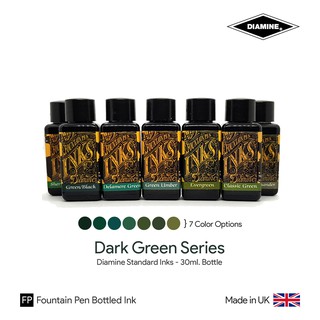 Diamine Dark Green Ink Bottle 30ml - หมึกปากกาหมึกซึม ชุดสีเขียวเข้ม ขวดขนาด 30 มล.