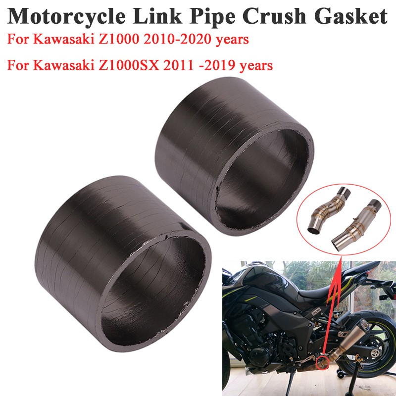 KAWASAKI 2ชิ้นรถจักรยานยนต์ท่อไอเสียหนีบดปะเก็นสําหรับคาวาซากิ Z1000 Z1000SX 2010 - 2020ดัดแปลงกลางหลอดลิงค์ท่อปะเก็น