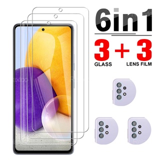 6IN1 Tempered Glass For Samsung A72 A52 A52S A42 A32 A22 A12 5G 4G Screen Protector Soft Camera Lens Glass Safe Protective Film