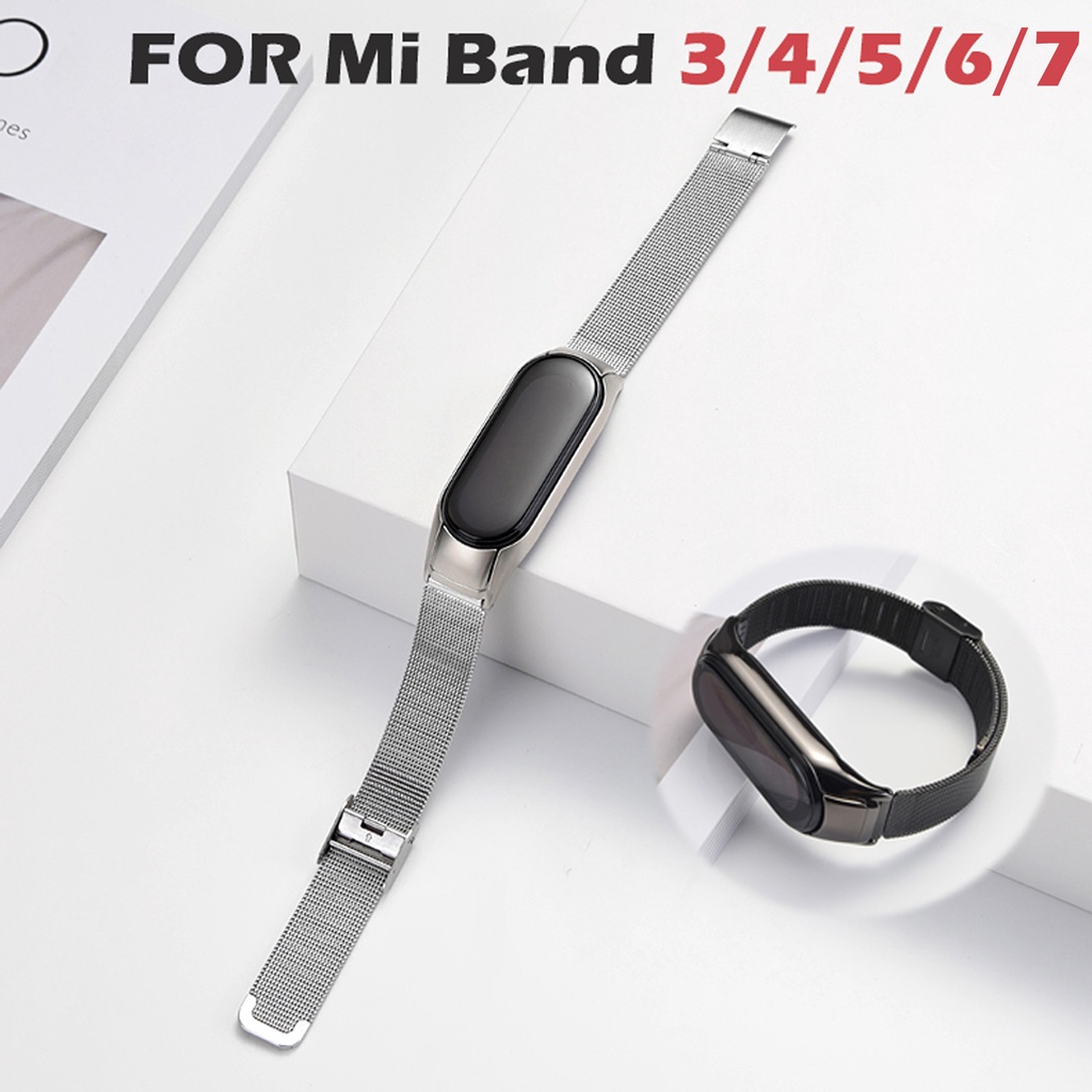 [พร้อมส่ง] สายนาฬิกาข้อมือสเตนเลส โลหะ แบบเปลี่ยน สําหรับ Xiaomi Mi band 7 Mi band 3 4 5 6