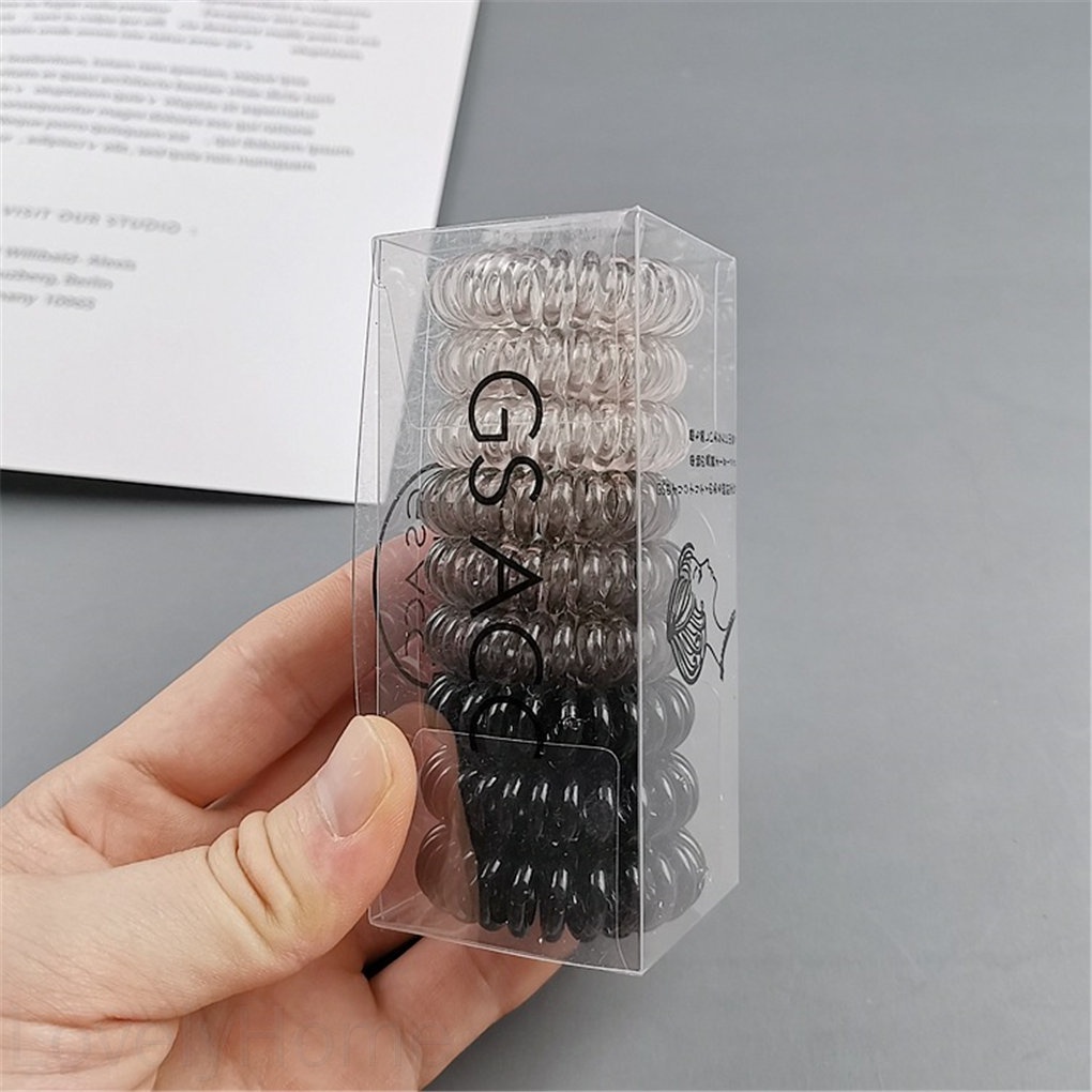 9Pcs Gradient Spiral Hair Ties Elastic Head Ropes Set Candy Color Traceless Ponytail Holder