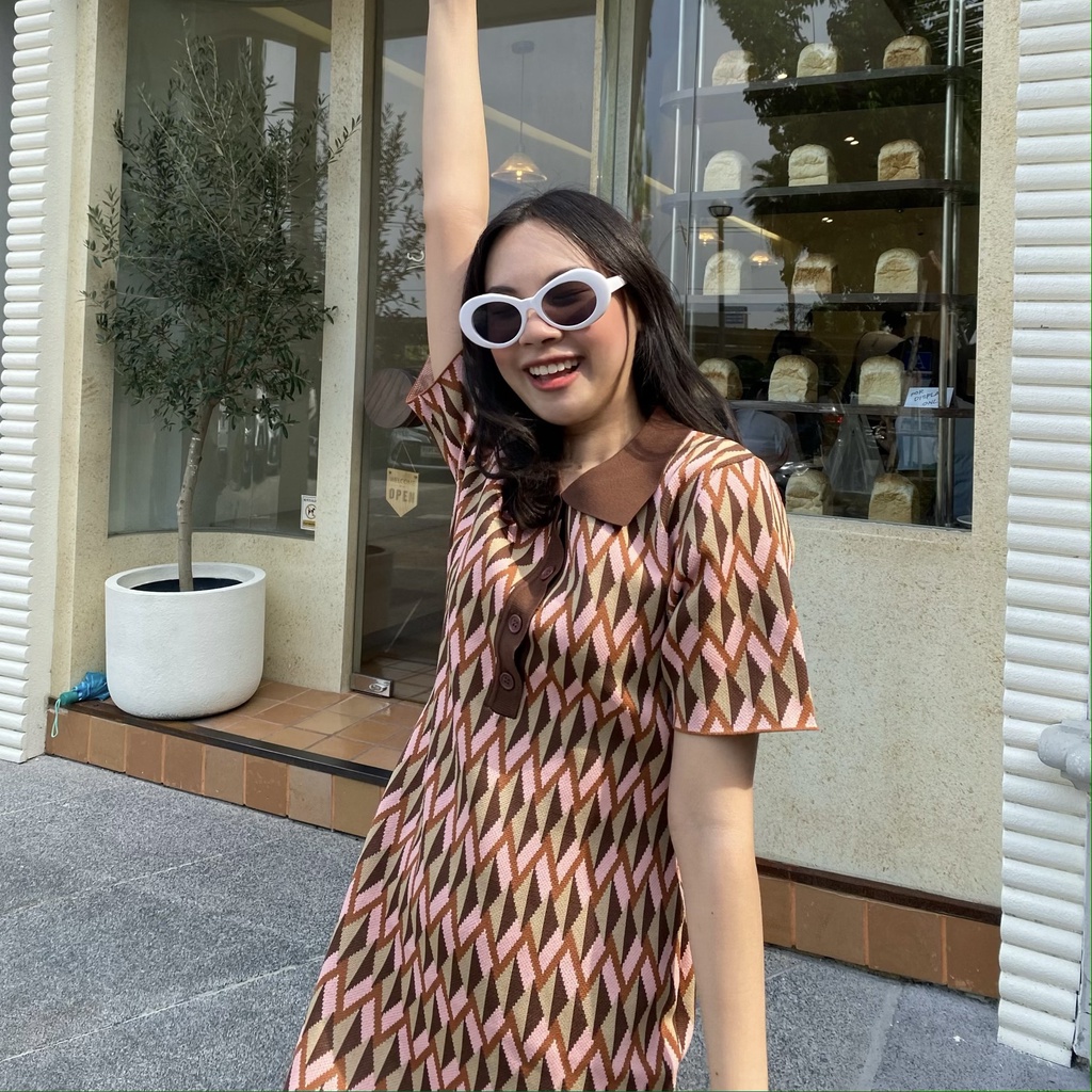 MAUVE - Kiko dress🍂 ชุดเดรสไหมพรม สีสันน่ารักสุภาพ สไตล์ผู้ดีญี่ปุ่น