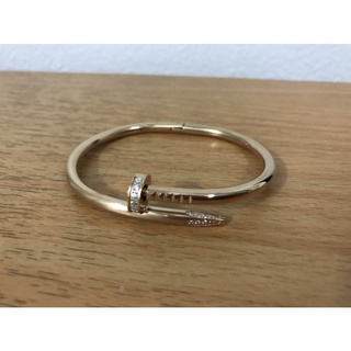 กำไลข้ออมือ ตะปู สแตนเลส สี pink gold ข้อมือได้ถึง 17 cm