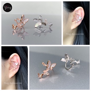 Ear Cuff ผีเสื้องานเพชร CZ สำหรับใส่หูข้างซ้าย (1 ชิ้น)