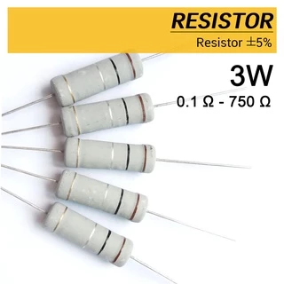 (2ตัว) ตัวต้านทาน 3W ±5% 0.1Ω-750Ω , Fusible Resistor, Metal Oxide Film Fixed Resister ตัวต้านทาน ทนความร้อน อาร์ฟิวส์ R