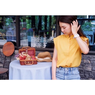 เสื้อเชิ้ต แขนเบิ้ลสีเหลืองสดใส🌻🌈