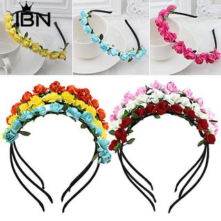 * โรสดอกไม้มงกุฎเทศกาล Headband แต่งงาน Garland Floral Hairband