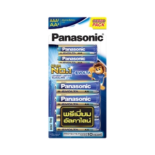 Chaixing Home ถ่านอัลคาไลน์ PANASONIC รุ่น EVOLTA K-KJE6TA ขนาด AA (4 ก้อน) + AAA (2 ก้อน) สีฟ้า