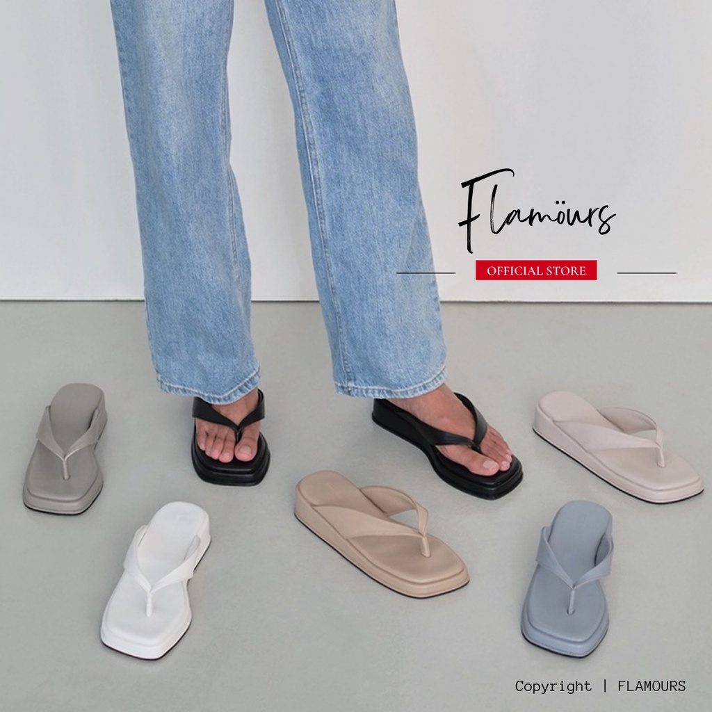 Puffy Elegant Flat Flip Flops Platform Sandals พรีเมี่ยมโฟมนุ่มสบาย By Flamours