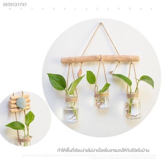 แจกันดอกไม้ปลอม✖✔Nordic Hydroponic พืชสีเขียวแจกันแก้วสร้างสรรค์ตกแต่งผนังภาชนะจัดดอกไม้แขวนขวดแขวนผนังบ้านติดผนัง