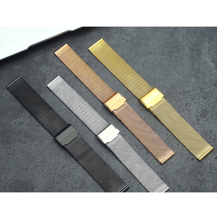 คุณภาพสูง STAINLESS MESH STEEL WATCH STRAP + ฟรีล้อ (หลายขนาด)