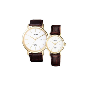 CITIZEN BI5072-01A / EU6092-08A Leather Watch ( นาฬิกาคู่ระบบถ่าน )