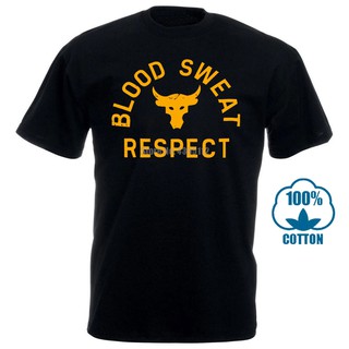 เสื้อยืดโอเวอร์ไซส์เสื้อยืดคอกลมแขนสั้นผู้ชาย Project Rock Blood Sweat RespectS-3XL