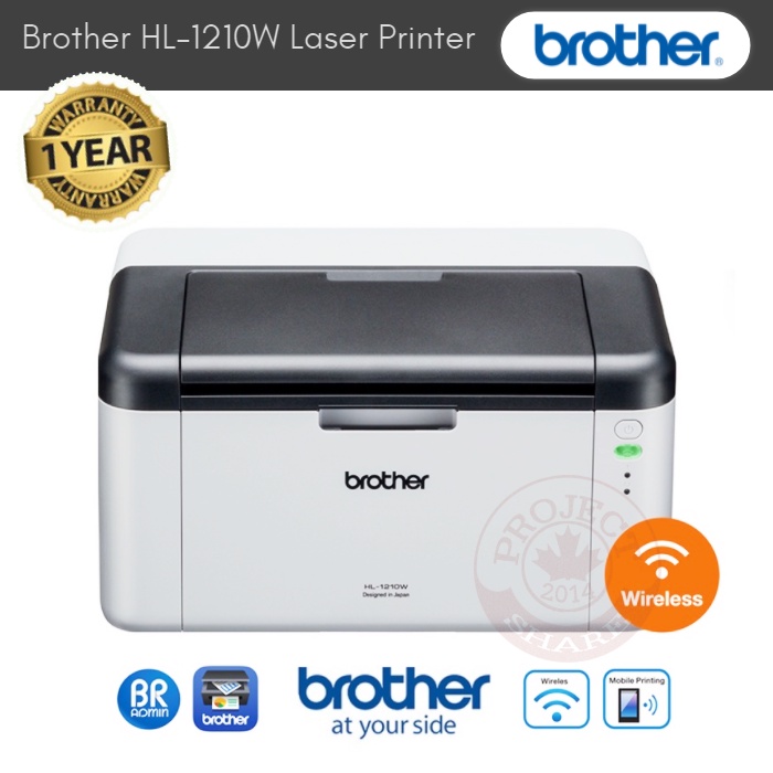 เครื่องเลเซอร์ปริ้นเตอร์ขาวดำ Brother HL-1210W Mono Laser Printer Wireless, USB, A4, DR1000(1) & TN1