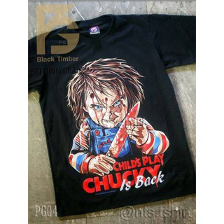 Tshirtคอลูกเรือcrew neckPG 04 Chucky Chilsa Play เสื้อยืด หนัง นักร้อง เสื้อดำ สกรีนลาย ผ้าหนา PG T SHIRT S M L XL XXL-