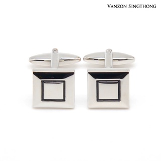 (เก็บโค้ดส่วนลดหน้าร้านลด50฿) Vanzon Singthong คัฟลิ้งค์ Square Rhodium Cufflinks CL70007