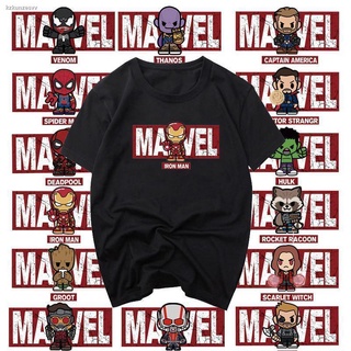 แฟชั่น หนาใส่เดินทางซุปเปอร์ฮีโร่✧✹Avengers 4 แขนสั้นอุปกรณ์ต่อพ่วงเสื้อผ้าเหล็ก Spider- เสื้อยืด Man Thanos Deadpool