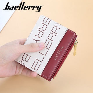 Baellerry ใหม่ กระเป๋าสตางค์หนัง ใบสั้น พิมพ์ลายตัวอักษร มีซิป แนวตั้ง ขนาดเล็ก ใส่เหรียญได้ แฟชั่นสําหรับสตรี