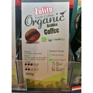 กาแฟคั่วบดออแกนิคโค 100 % OrganicZolito R&amp;G Coffee Organico250g