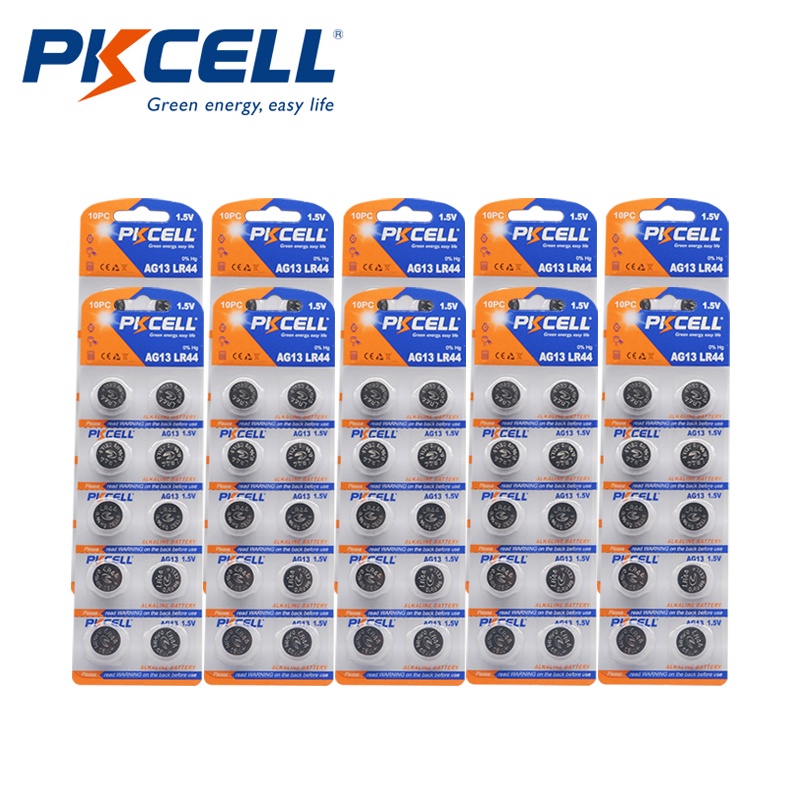 100Pcs PKCELL LR44 AG13 1.5V 357A A76 303 SR44SW SP76 L1154 RW82 RW42 thermometer Battery Button Coi