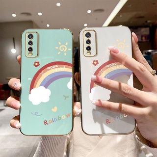 เคสโทรศัพท์มือถือ ซิลิโคนนิ่ม ชุบไฟฟ้า พร้อมรูกล้อง สีรุ้ง สําหรับ Vivo Y20 2021 Y12S 2021 Y20S G Y12A Vivo 2026 Y20i