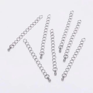 St.kunkka 10Pcs โซ่ต่อขยายสแตนเลส 304 แท้ โซ่ท้ายปรับระดับ จี้ทรงหยดน้ำ สายโซ่สแตนเลส ขนาด 50 70 ซม. สำหรับเครื่องประดับ สร้อยคอ สร้อยข้อมือ