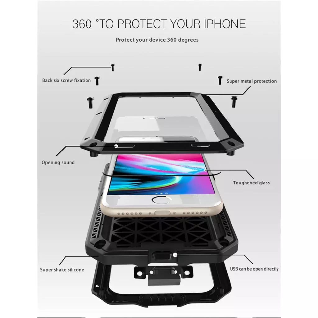 Heavy Duty Protection Doom Armorโลหะอลูมิเนียมเคสโทรศัพท์สําหรับiPhone 12 13 Mini Pro Maxกรณีกันกระแทกฝาครอบกันฝุ่น