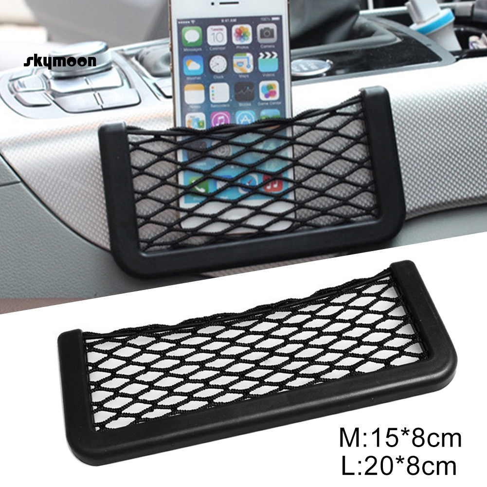 SKY Multifunctional Easy Mount Mesh Net Car Storage Bag Holder for Phone Cash Card