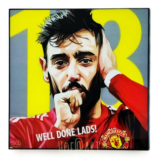 Bruno Fernandes #2 บรูโน่ เฟอร์นานเดส Manchester United แมนยู ปีศาจแดง รูปภาพ​ติด​ผนัง​ pop art ฟุตบอล​ ยูโร กรอบรูป​​