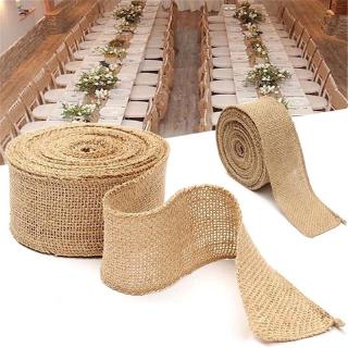 5m Natural Jute Hessian Burlap Ribbon Roll Burlap Table Runners Wedding Party Chair Bands Vintage Home Decor