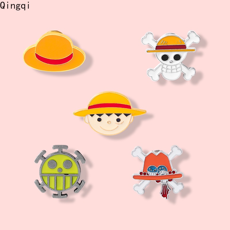 เครื่องประดับ เข็มกลัดคอสเพลย์ รูปการ์ตูนอนิเมะ One Piece Skull Enamel Pins Monkey D