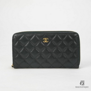 CHANEL ZIPPY WALLET LONG BLACK CAVIAR GHW