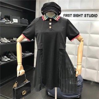 มินิเดรสสีดำแต่งปกคอหยัก